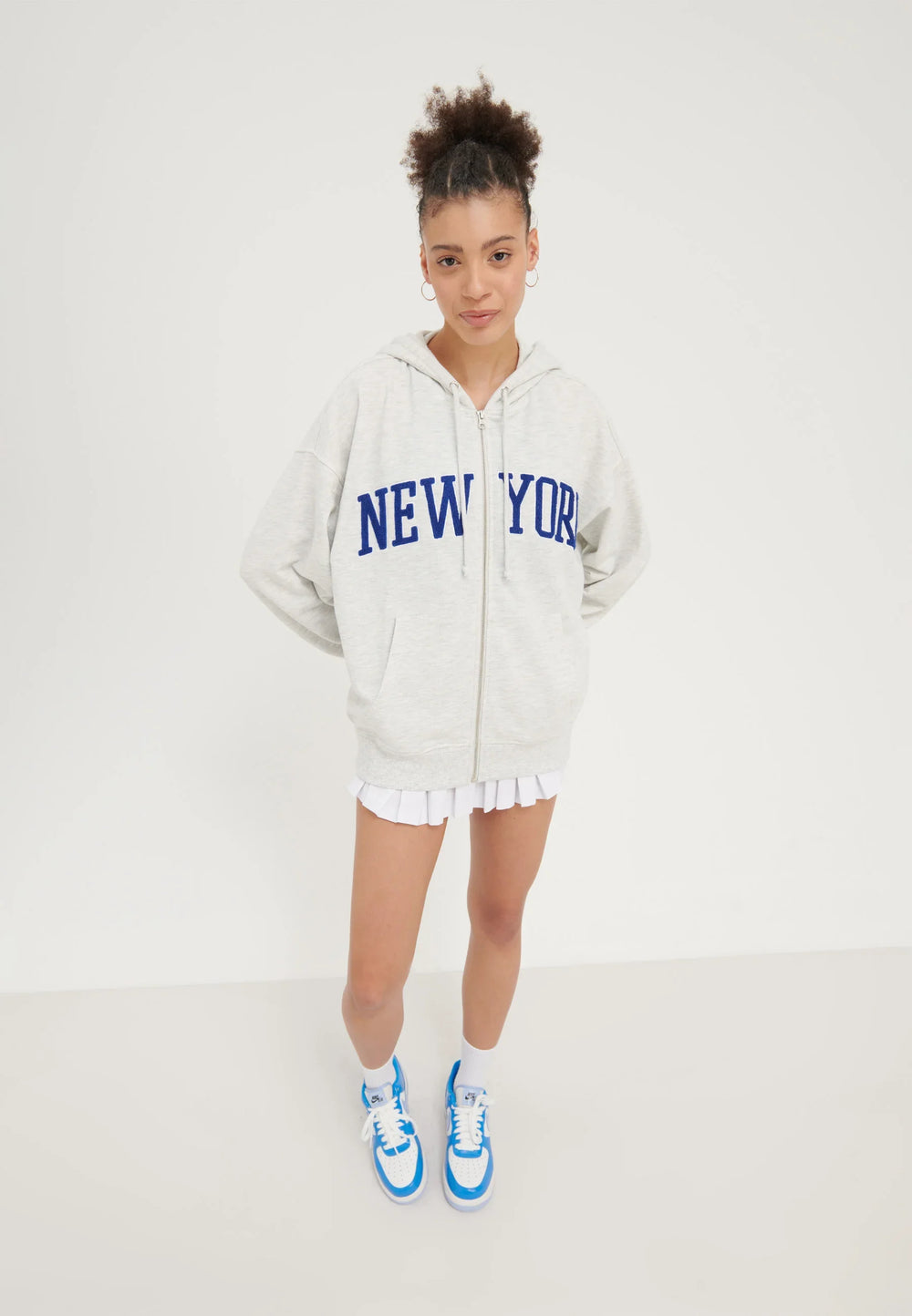 EO Oversized Zip Hood Graphic Sweat Jacket