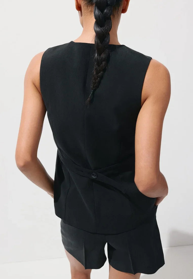 #mangowaistcoatblack